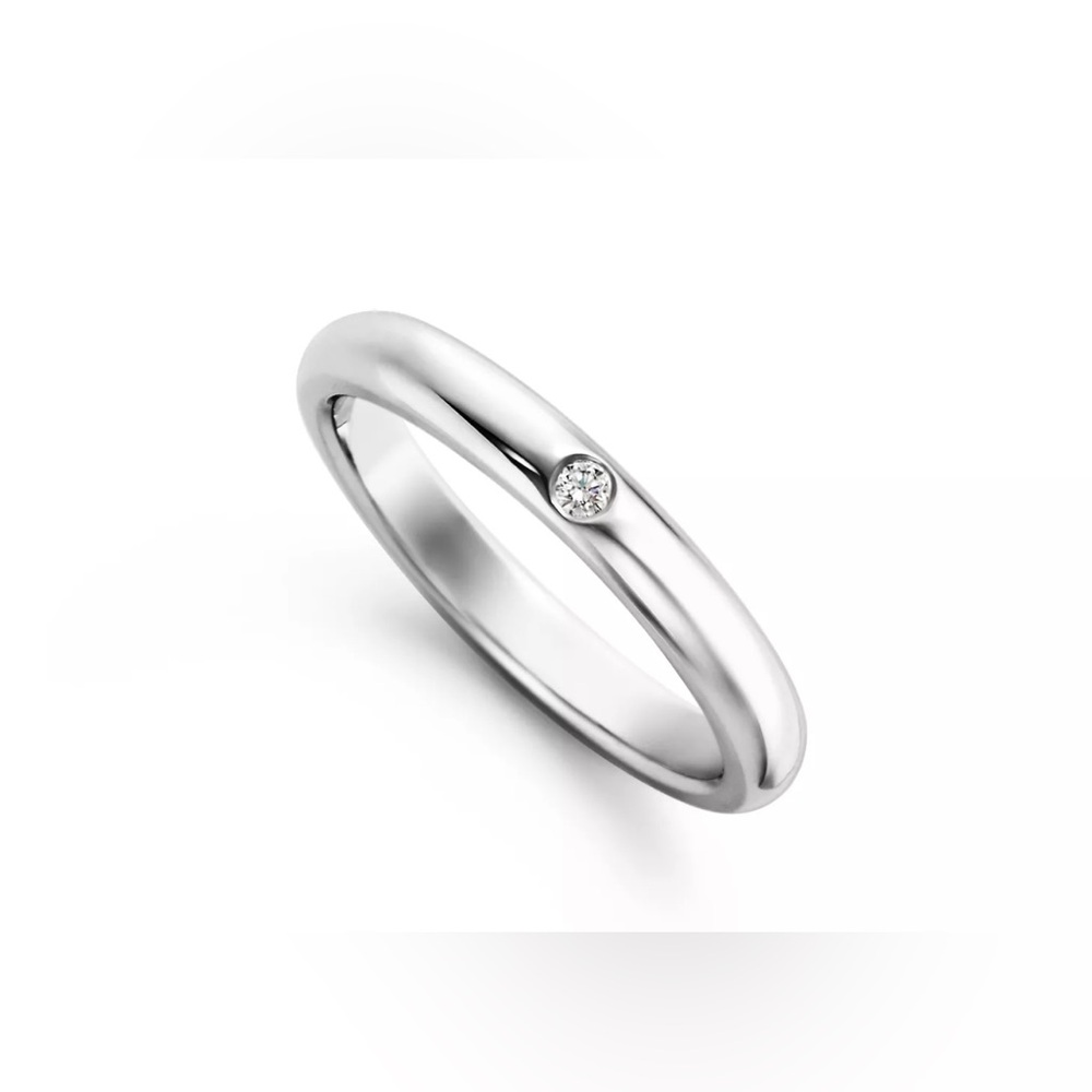 TIFFANY & CO. Elsa Peretti silver stack band w diamond 925